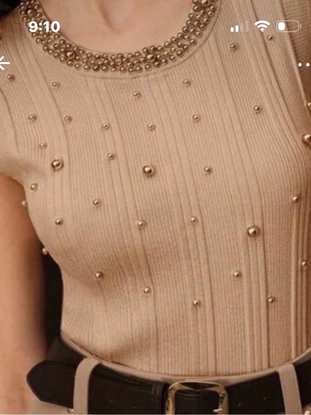 Beaded Sleeveless Rib-Knit Top — Blush Pink